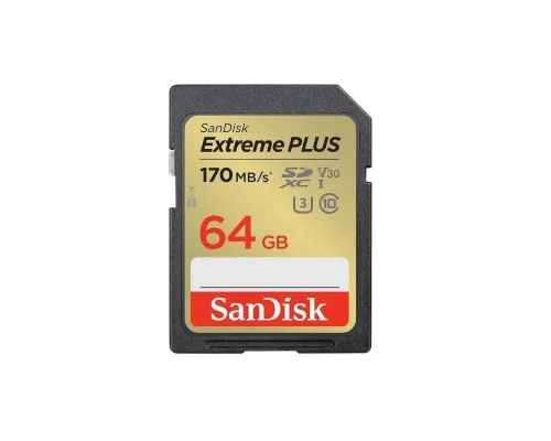 Карта памяти SanDisk 64GB SD class 10 UHS-I Extreme PLUS (SDSDXW2-064G-GNCIN)
