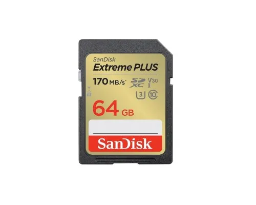 Карта пам'яті SanDisk 64GB SD class 10 UHS-I Extreme PLUS (SDSDXW2-064G-GNCIN)