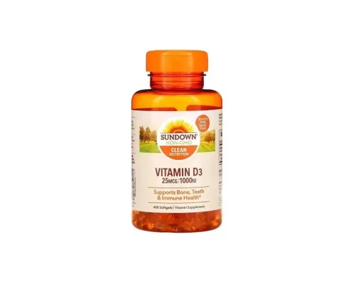 Витамин Sundown Витамин D3, 1000 МЕ, Vitamin D3, Sundown Naturals, 400 гелевых капсул (SDN-19995)