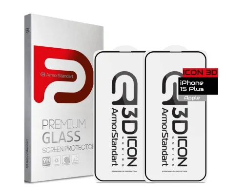 Скло захисне Armorstandart Icon 3D iPhone 15 Plus Black 2pcs (ARM74273)