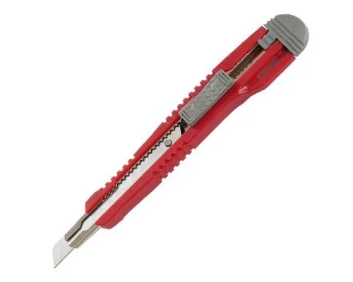 Нож канцелярский Axent 9 мм, metal runners, blister, gray-red (6601-А)