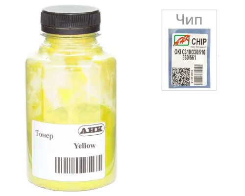 Тонер OKI C310/330/510, 80г Yellow+chip AHK (1505440)