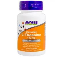 Амінокислота Now Foods L-Теанін, L-Theanine, 100 мг, 90 жувальних таблеток (NOW-00144)