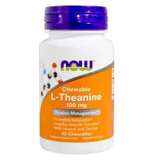 Аминокислота Now Foods L-Теанин, L-Theanine, 100 мг, 90 жевательных таблеток (NOW-00144)