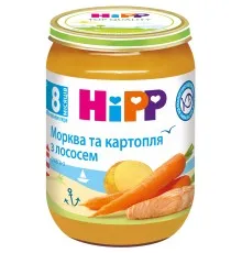 Детское пюре HiPP Морковь и картофель с лососем, 190 г (9062300128694)