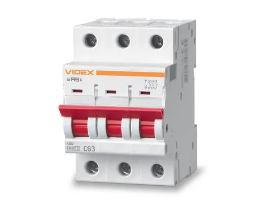Автоматический выключатель Videx RS4 RESIST 3п 63А С 4,5кА (VF-RS4-AV3C63)