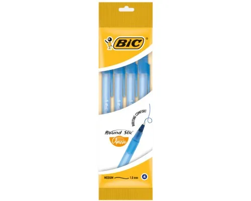Ручка масляная Bic Round Stic, синяя, 4шт в блистере (bc944176)