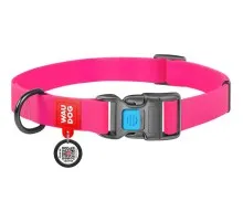 Нашийник для тварин WAUDOG Waterproof з QR паспортом Ш 25 мм Д 38-58 см рожевий (27777)