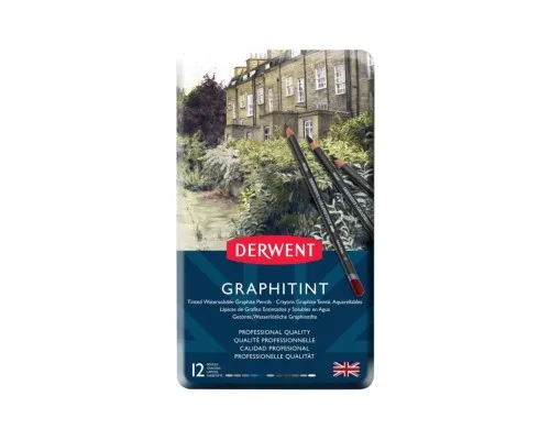 Карандаши цветные Derwent Graphitint акварельные графитные 12 шт, металл. коробке (5028252167406)