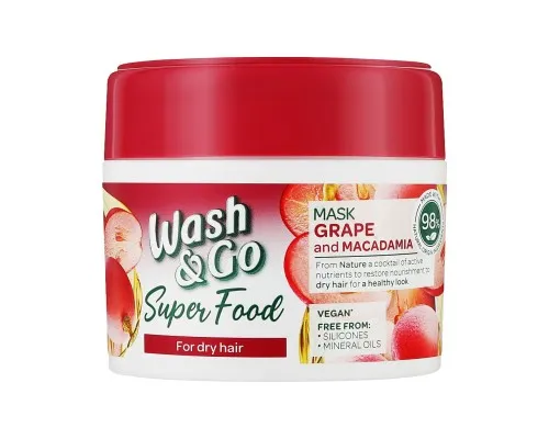 Маска для волосся Wash&Go Super Food З виноградом і макадамією Для сухого волосся 300 мл (8008970053073)