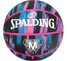 Мяч баскетбольный Spalding Marble Series блакитний, рожевий, чорний Уні 7 84400Z (689344406473)