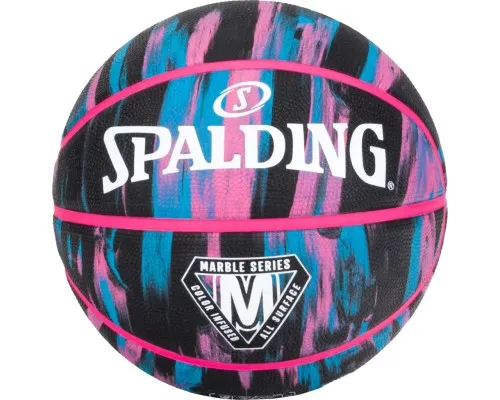 Мяч баскетбольный Spalding Marble Series блакитний, рожевий, чорний Уні 7 84400Z (689344406473)