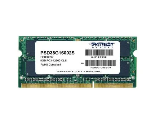 Модуль памяті для ноутбука SoDIMM DDR3 8GB 1600 MHz Patriot (PSD38G16002S)