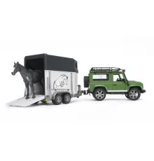 Спецтехника Bruder джип Land Rover Defender с прицепом и лошадкой М1:16 (02592)