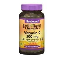 Вітамін Bluebonnet Nutrition Вітамін С, 500мг, Смак Апельсину, Earth Sweet Chewables, 90 (BLB-00505)