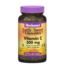 Витамин Bluebonnet Nutrition Витамин С, 500мг, Вкус Апельсина, Earth Sweet Chewables, 90 (BLB-00505)
