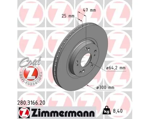 Тормозной диск ZIMMERMANN 280.3166.20