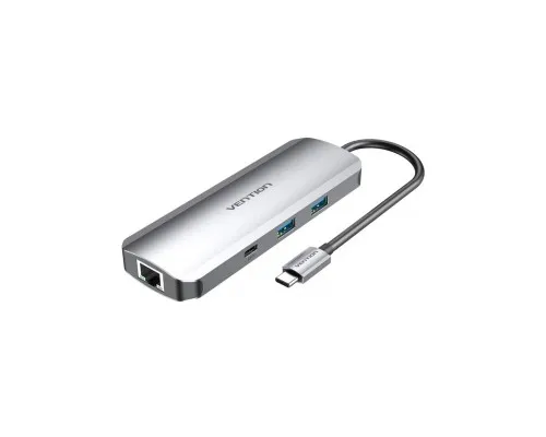 Концентратор Vention USB3.1 Type-C --> HDMI/USB 3.0x2/RJ45/USB-C/SD/TF/TRRS 3.5mm (TOMHB)