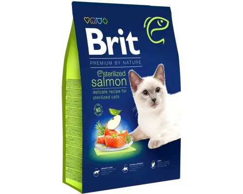 Сухий корм для кішок Brit Premium by Nature Cat Sterilized Salmon 8 кг (8595602553259)