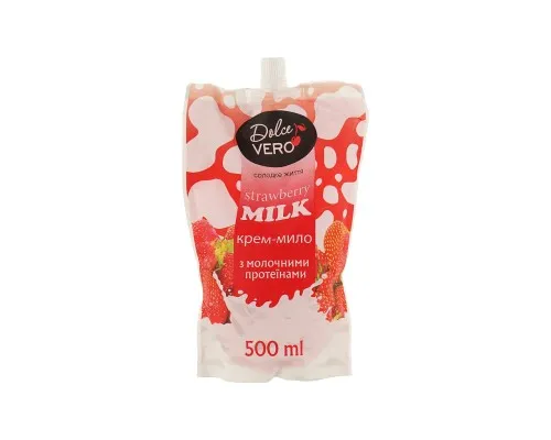 Жидкое мыло Dolce Vero Strawberry Milk с молочными протеинами дой-пак 500 мл (4820091146953)