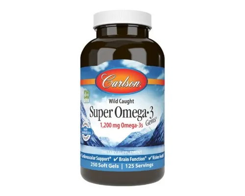 Жирні кислоти Carlson Супер Омега-3, Super Omega-3 Gems, 250 желатинових капсул (CAR-01522)