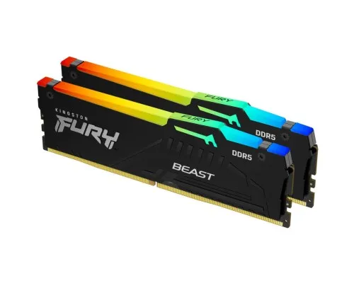 Модуль памяти для компьютера DDR5 64GB (2x32GB) 5600 MHz FURY Beast RGB Kingston Fury (ex.HyperX) (KF556C40BBAK2-64)