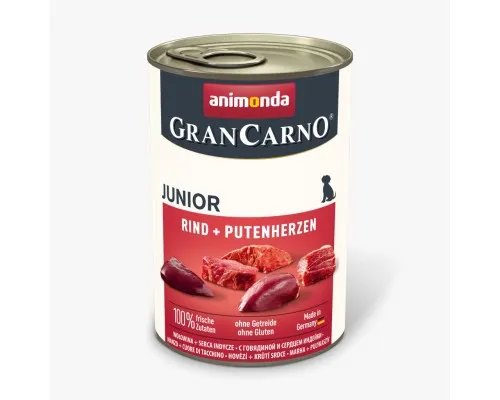 Консерви для собак Animonda GranCarno Junior Beef + Turkey hearts 400 г (4017721827287)