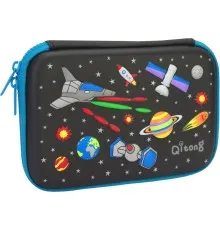 Пенал Cool For School з тисненням 1 відділення Чорний (QT-5661-Black)
