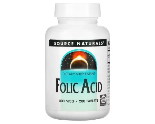 Витамин Source Naturals Фолиевая кислота, 800 мкг, Folic Acid, 200 таблеток (SN1327)