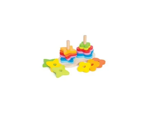 Розвиваюча іграшка Hape дерев'яна логічна пірамідка Веселка (E0406)