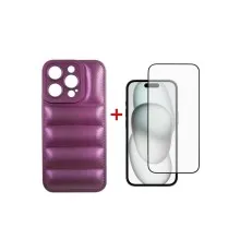 Чохол до мобільного телефона Dengos iPhone 15 Pro Case + Glass (Purple) (DG-KM-81)