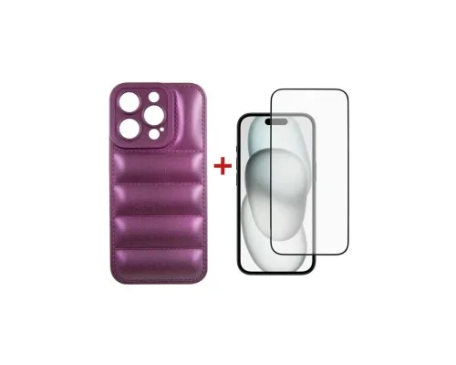 Чехол для мобильного телефона Dengos iPhone 15 Pro Case + Glass (Purple) (DG-KM-81)