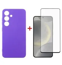 Чохол до мобільного телефона Dengos Samsung Galaxy S24 Carbon + glass Purple (DG-KM-102)