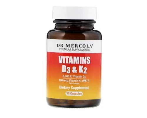 Вітамін Dr. Mercola Вітаміни D3 і K2, Vitamins D3 & K2, 30 капсул (MCL-01691)