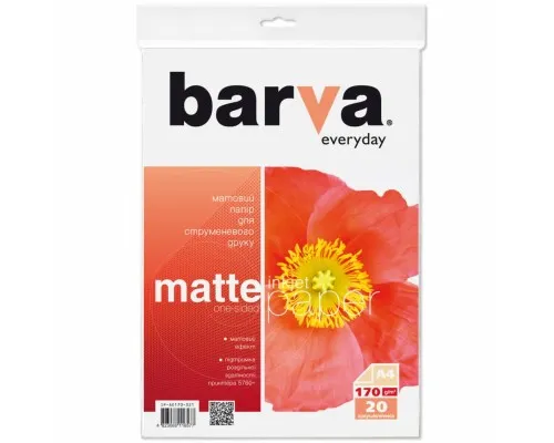 Фотопапір Barva A4 Everyday Matte 170г, 20л (IP-AE170-321)