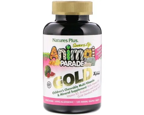 Мультивитамин Natures Plus Мультивитамины для Детей, Вкус Арбуза, Animal Parade Gold, (NAP-29938)