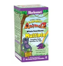 Мультивітамін Bluebonnet Nutrition Мультивітаміни для Дітей, Смак Винограду, Rainforest Animalz (BLB-00187)
