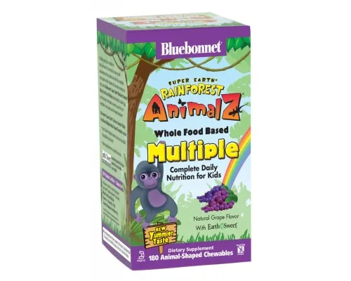 Мультивітамін Bluebonnet Nutrition Мультивітаміни для Дітей, Смак Винограду, Rainforest Animalz (BLB-00187)