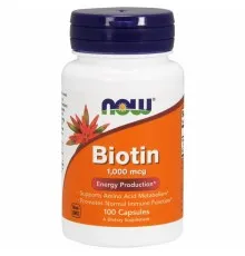 Витамин Now Foods Биотин (В7) 1000мкг, 100 капсул (NOW-00469)