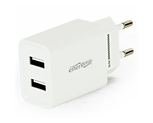 Зарядний пристрій EnerGenie USB 2.1A, white (EG-U2C2A-03-W)