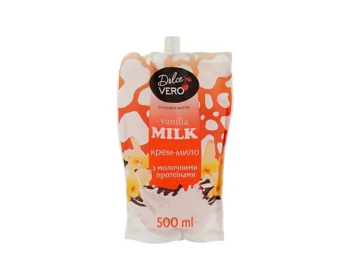Жидкое мыло Dolce Vero Vanilla Milk с молочными протеинами дой-пак 500 мл (4820091146939)