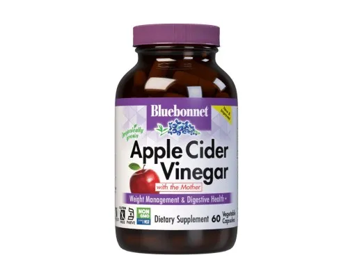 Трави Bluebonnet Nutrition Яблучний оцет, Apple cider vinegar, 60 вегетаріанських капсул (BLB0982)