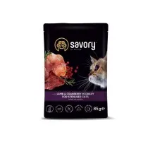 Влажный корм для кошек Savory ягненок с клюквой в соусе для стерилизованных 85 г (4820261920093)