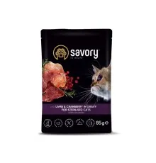 Влажный корм для кошек Savory ягненок с клюквой в соусе для стерилизованных 85 г (4820261920093)