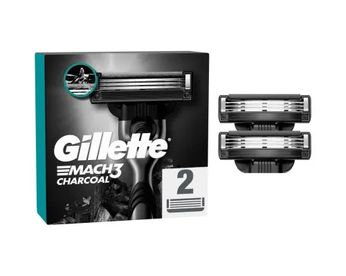Змінні касети Gillette Mach3 Charcoal Деревне вугілля 2 шт. (8700216062664)