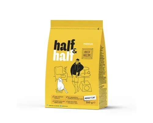 Сухий корм для кішок Half&Half з яловичиною 300 г (4820261920956)