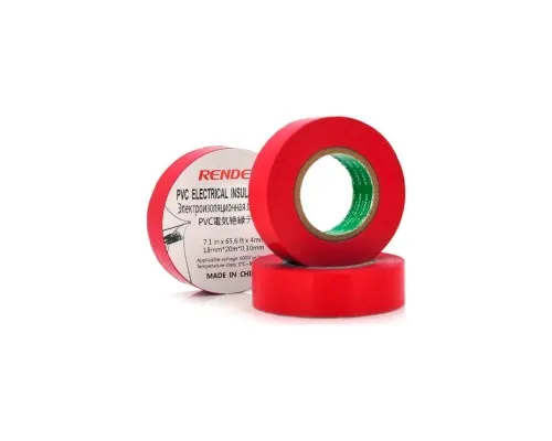Ізоляційна стрічка Render 0.10мм*18мм*20м Red, temp-10+80°С, 2000V, 10 шт. (0,10мм*18мм*20м-R)