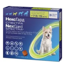 Таблетки для тварин Boehringer Ingelheim NexGard Spectra від бліх, кліщів та гельмінтів для собак вагою 7.5-15 кг (3661103048596)