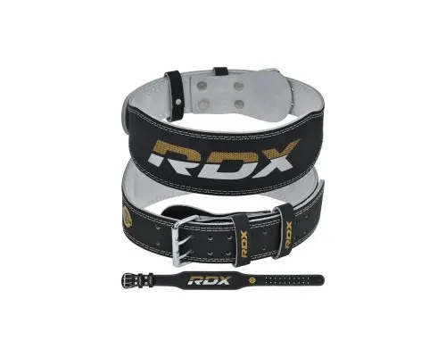 Атлетический пояс RDX 4 шкіряний Black Gold XL (WBS-4RB-XL)