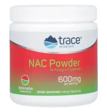 Аминокислота Trace Minerals NAC N-ацетил L-цистеин, 600 мг, вкус арбуза, NAC Powder, 75 гр (TMR-00670)